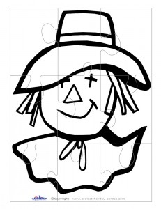 Printable B&W Scarecrow Face Large Puzzle - Coolest Free Printables