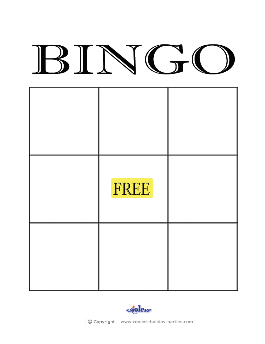 Bingo Template 3x3