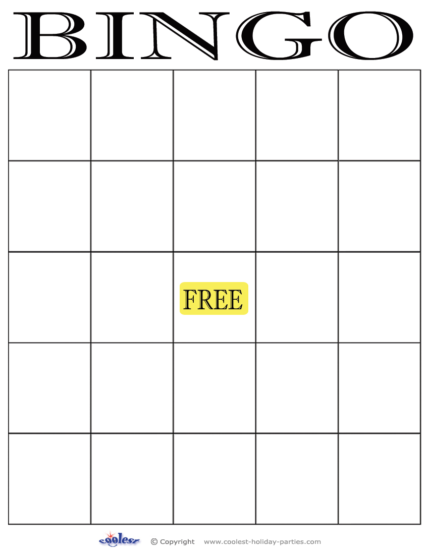 5x5 blank bingo card template