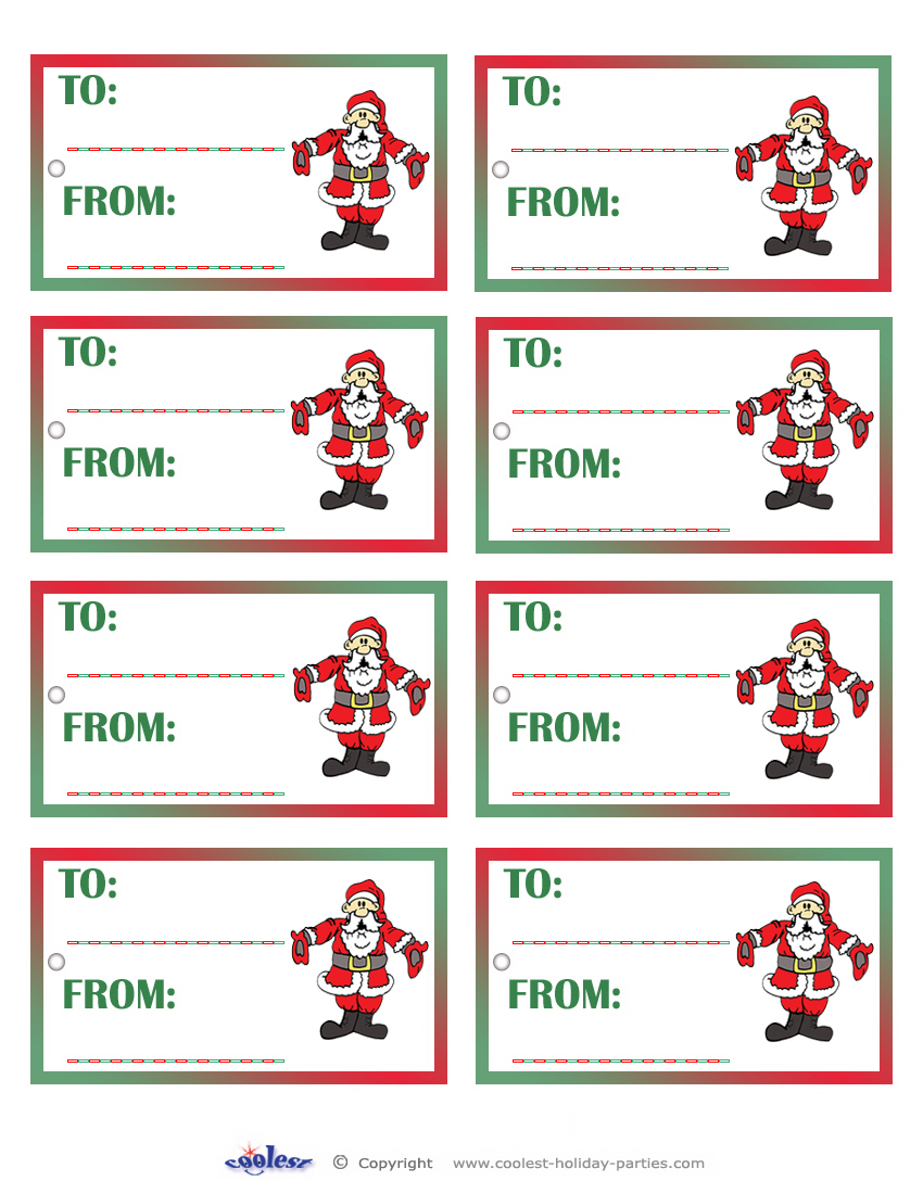 Printable Colored Santa 1 Gift Tags - Coolest Free Printables